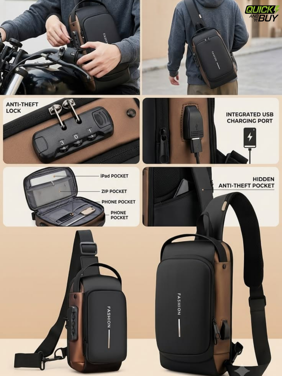 Waterproof Backpack with USB Charging Port
