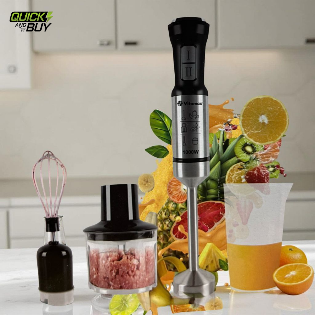 4-in-1 Stainless Steel Hand Blender Set with Chopper, Beater & Mini Jug