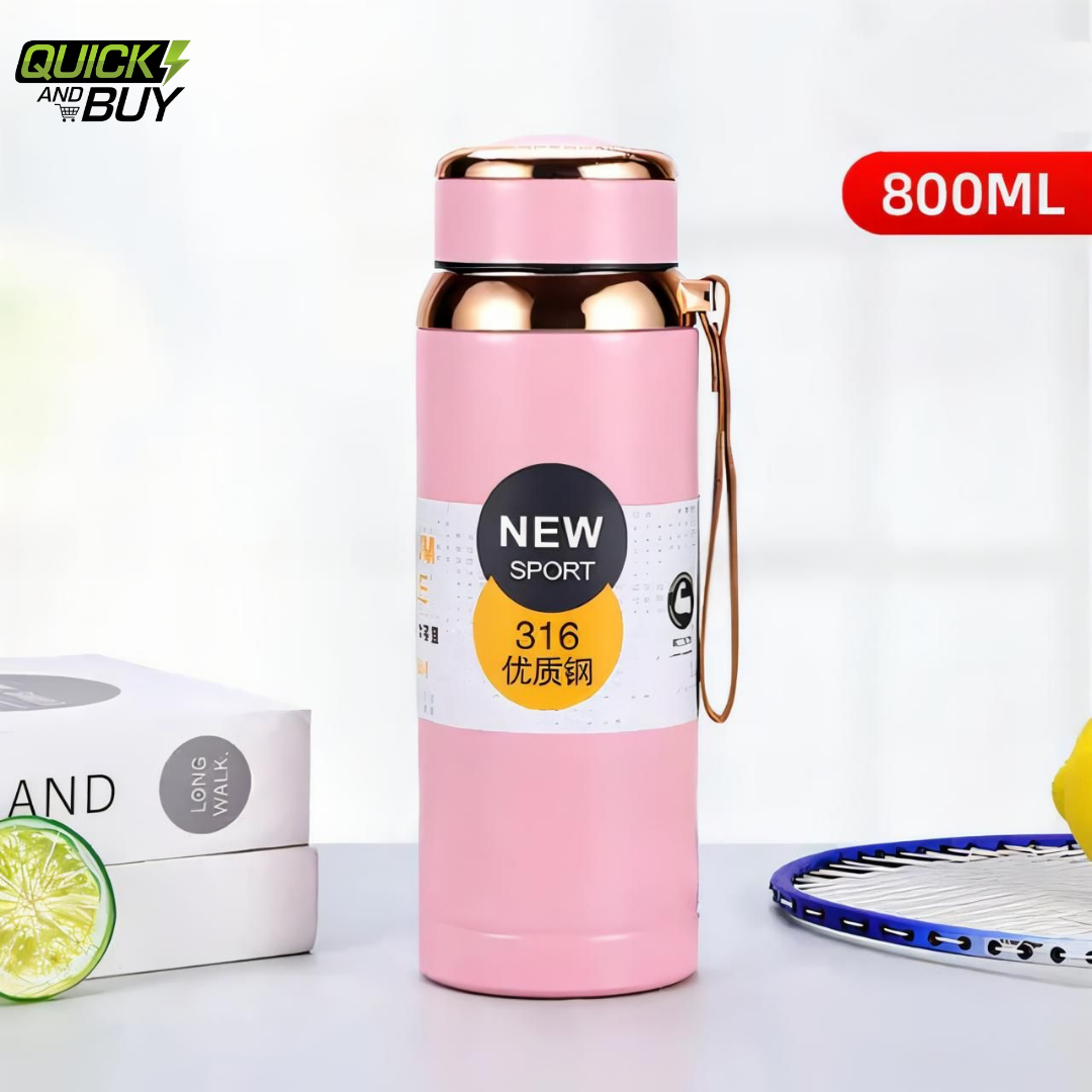 New Golden-Edition 316SUS Double Layer Sports Water Bottle – Premium Insulated & Leakproof