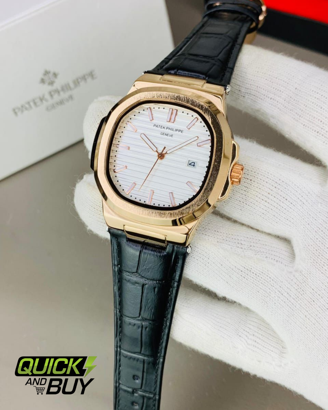 PATEK PHILIPPE GENEVE FAMOUS NATULIS MODEL WITH LEATHER STREP