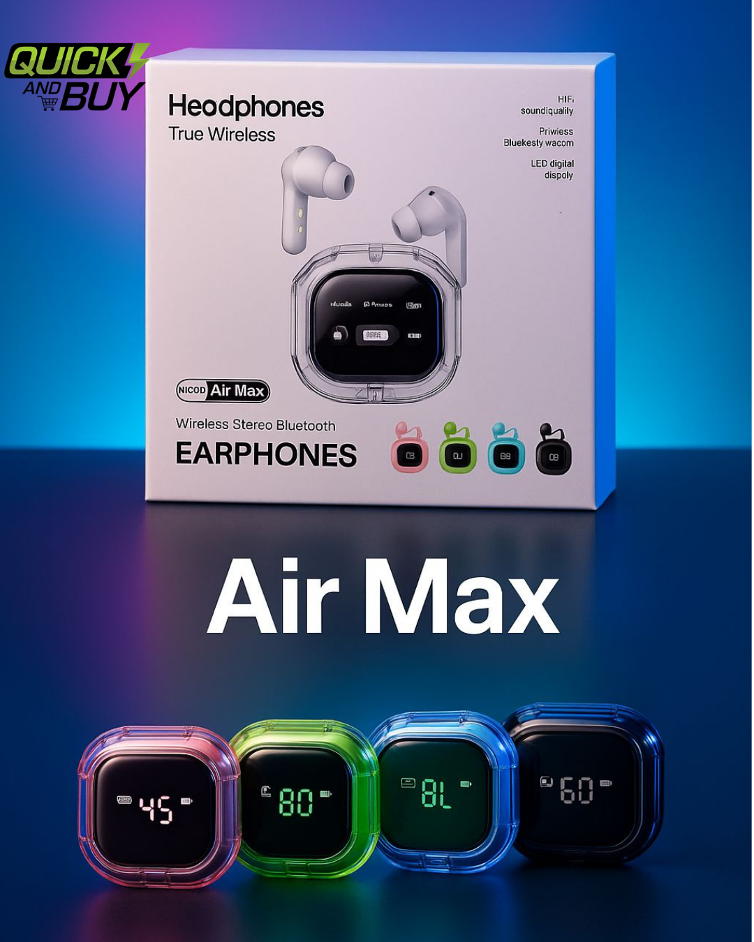 Air Max Display Airbuds with Cable (Box Pack)