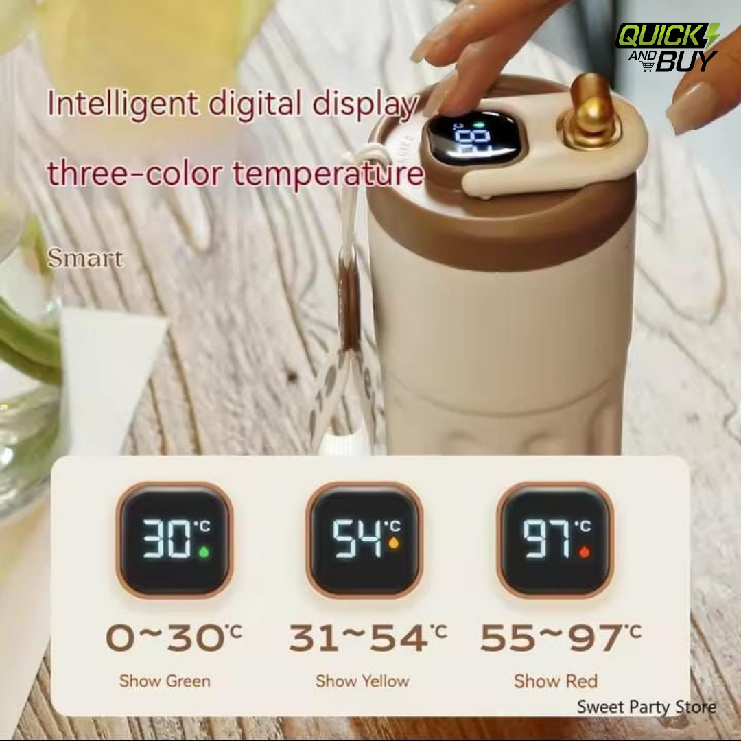 450ML Smart Travel Coffee Mug – Stainless Steel Insulated Thermos Bottle