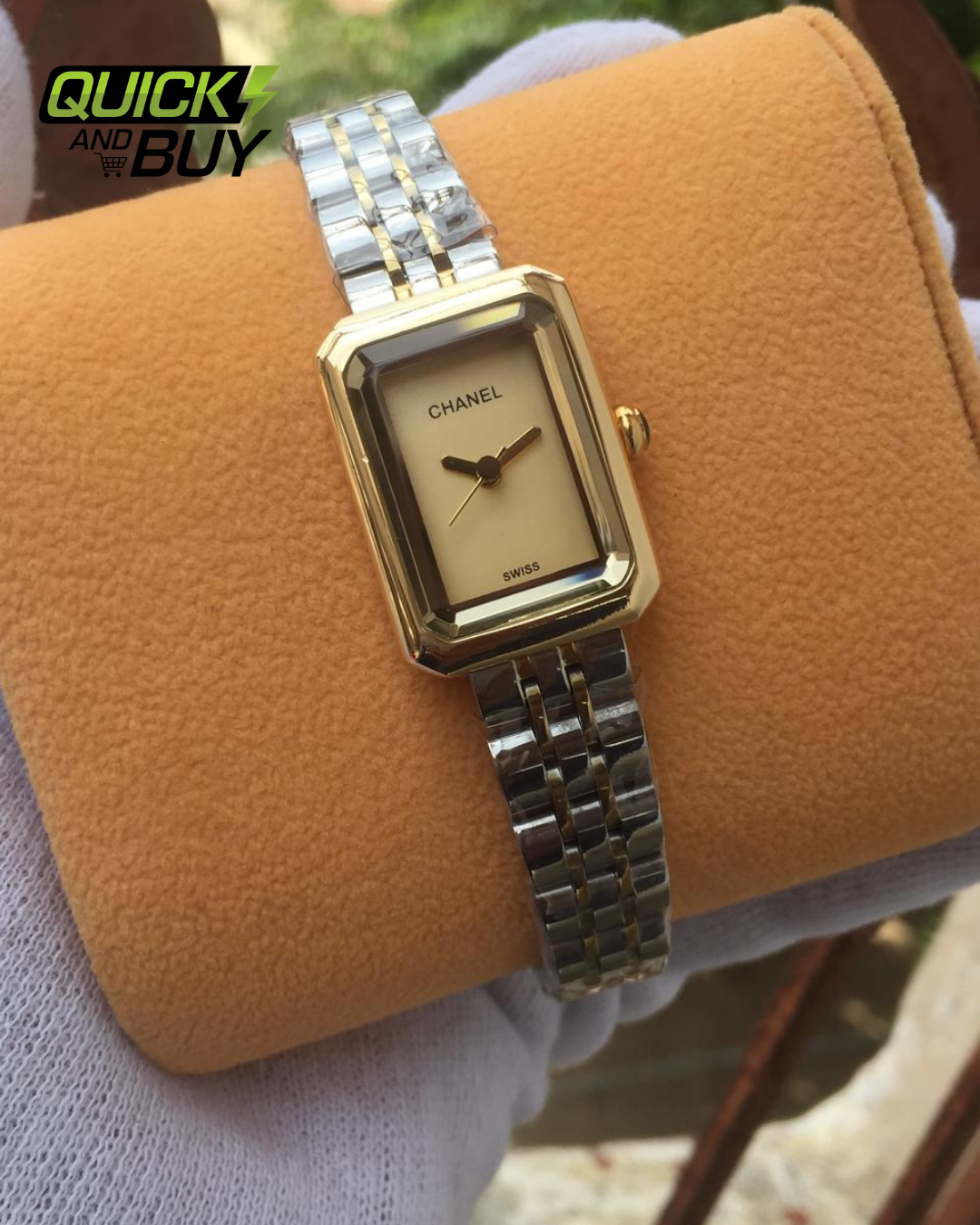 Elegant Chanel Style Women's Watch – Dual Tone Chain & Butterfly Lock