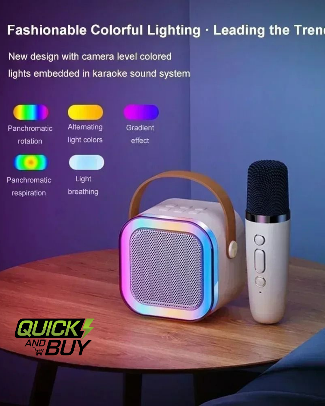 RGB Multipurpose Rechargeable Portable Karaoke Speaker Lamp with One Mic