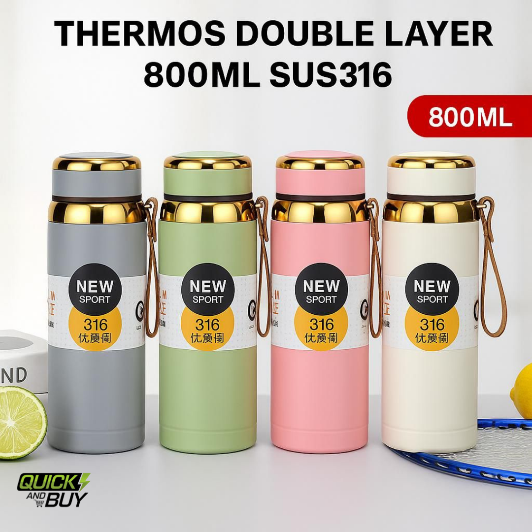 New Golden-Edition 316SUS Double Layer Sports Water Bottle – Premium Insulated & Leakproof
