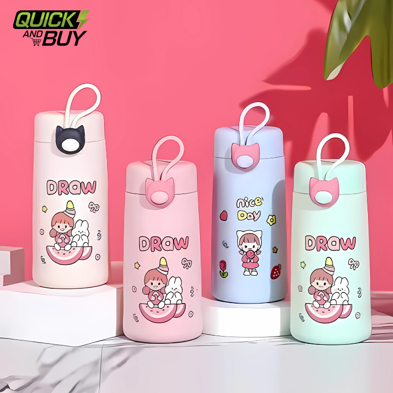 300ML Cute Glass Water Bottle with Silicone Sleeve – Leakproof & Travel-Friendly