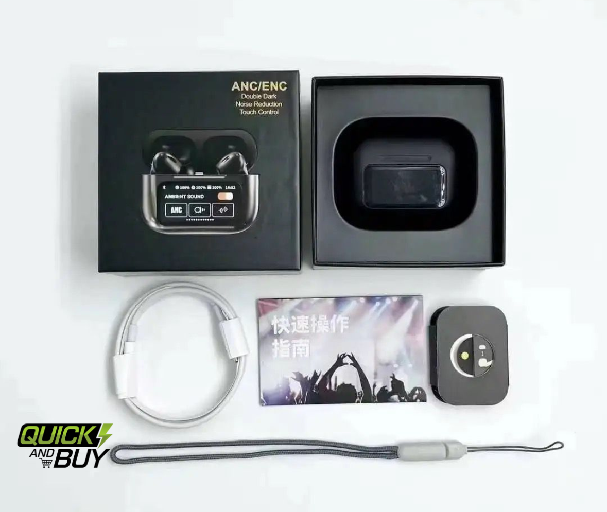 A9 Pro Led Screen Airpords Black Colour Box Packing