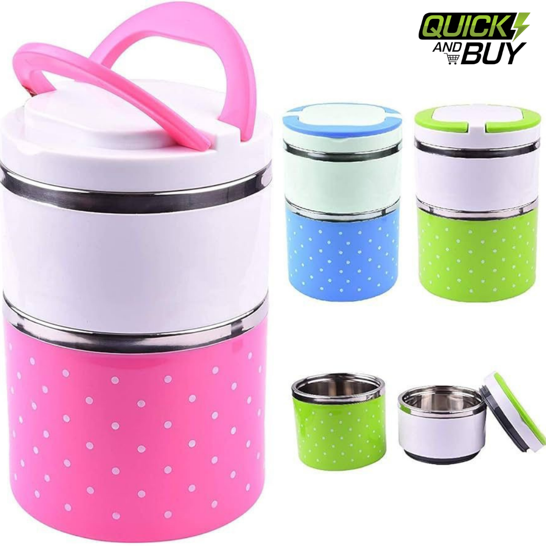 Two Layer Round HotnCold Handle Tiffin Office Lunch Box