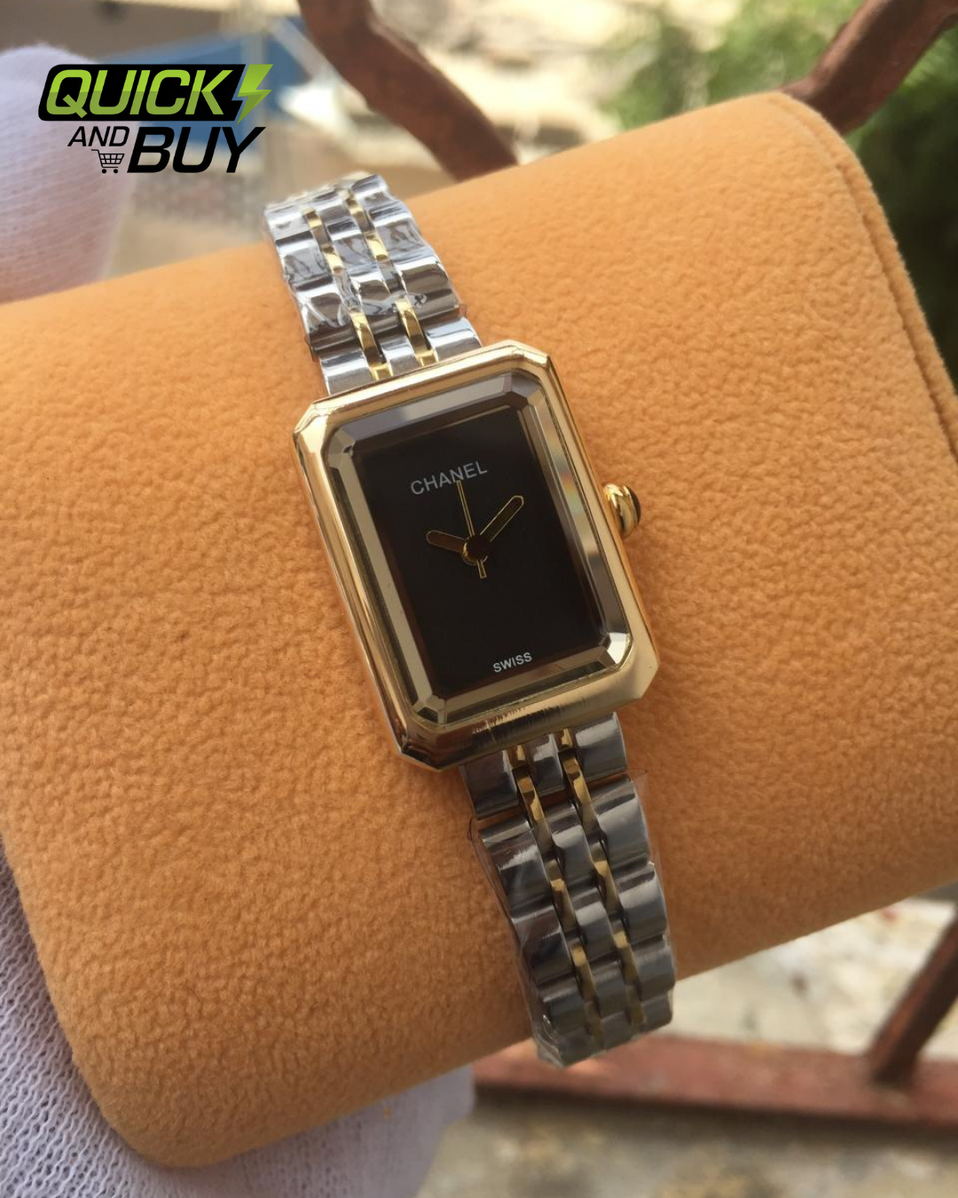 Elegant Chanel Style Women's Watch – Dual Tone Chain & Butterfly Lock