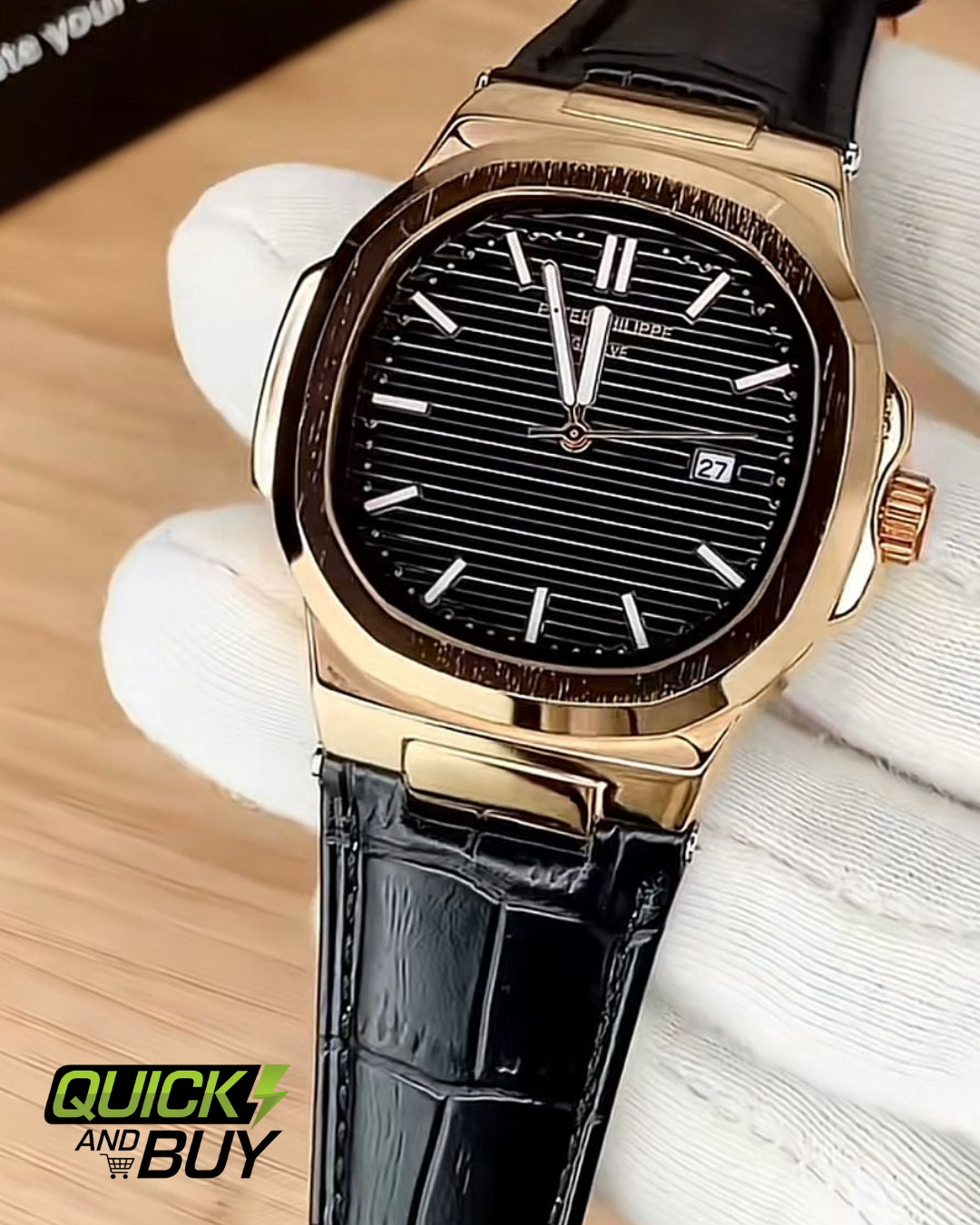 PATEK PHILIPPE GENEVE FAMOUS NATULIS MODEL WITH LEATHER STREP