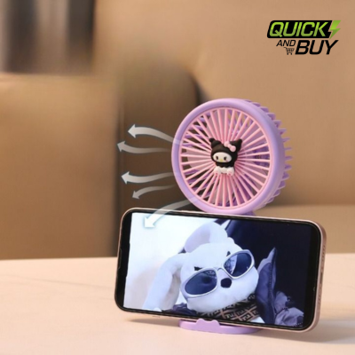 Mini Handy Table Fan with Mobile Holder (Mix/Random Color/Design)