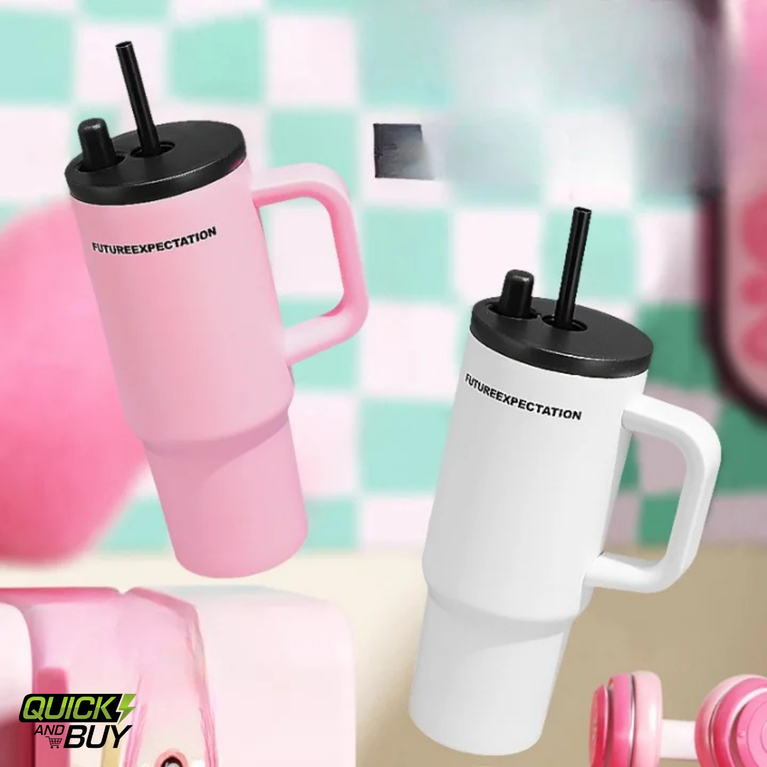 710ml Vacuum-Insulated Travel Tumbler – Handle & Straw Lid | Stanley Quencher Style