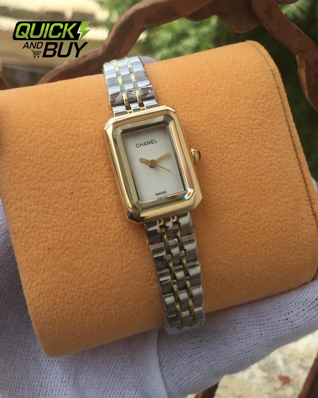 Elegant Chanel Style Women's Watch – Dual Tone Chain & Butterfly Lock