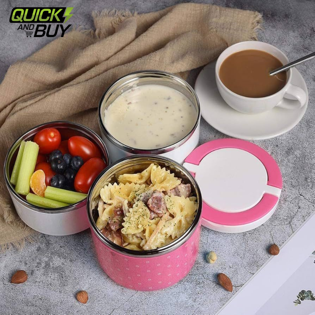 Two Layer Round HotnCold Handle Tiffin Office Lunch Box