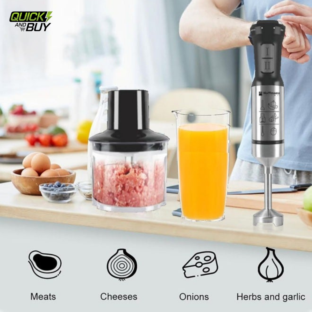 4-in-1 Stainless Steel Hand Blender Set with Chopper, Beater & Mini Jug