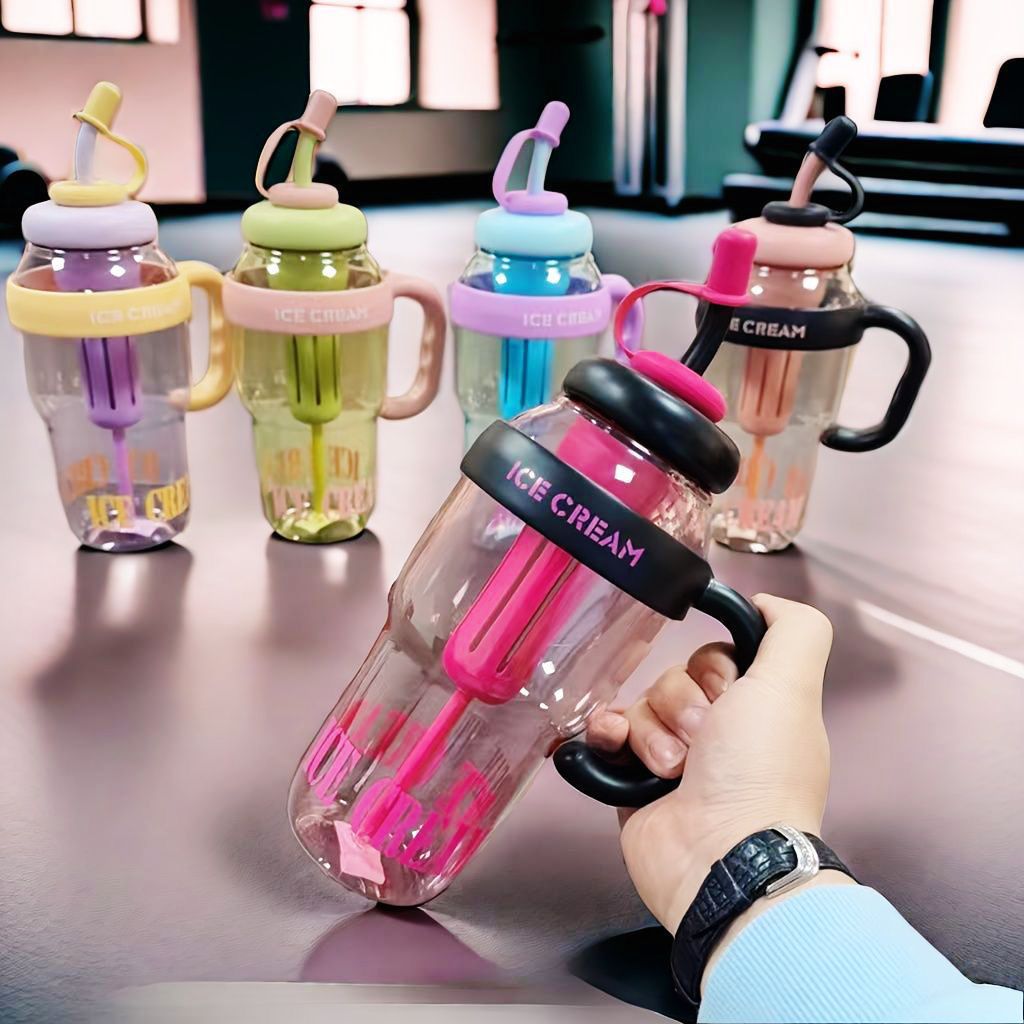 remium 1200ML Large Capacity Water Glass Bottle with Straw and Extra Infuser