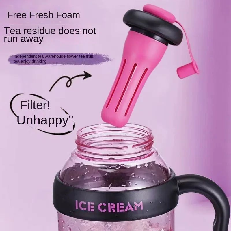 1200ML Large Capacity Water Glass Bottle with Straw and Extra Infuser
