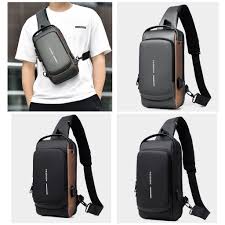 Men's Chest Pack Waterproof Anti-Theft Zipper Reflective Design Portable USB Charging Port Outdoor Sling Bag