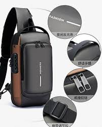 Men's Chest Pack Waterproof Anti-Theft Zipper Reflective Design Portable USB Charging Port Outdoor Sling Bag