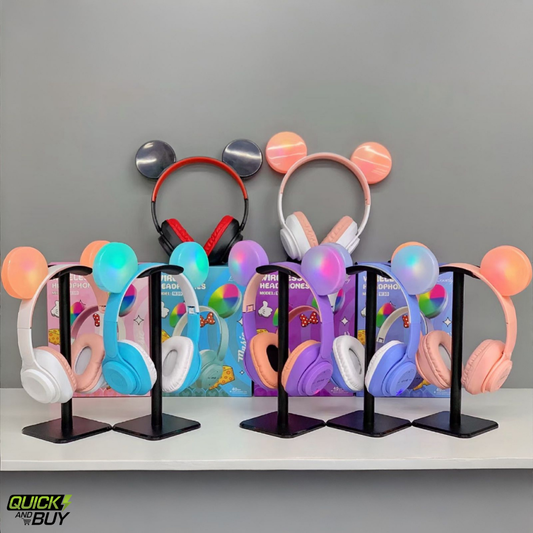 Kids LED Cat Ear Wireless Headphones Rechargeable Bluetooth Headset (Multi Colors)