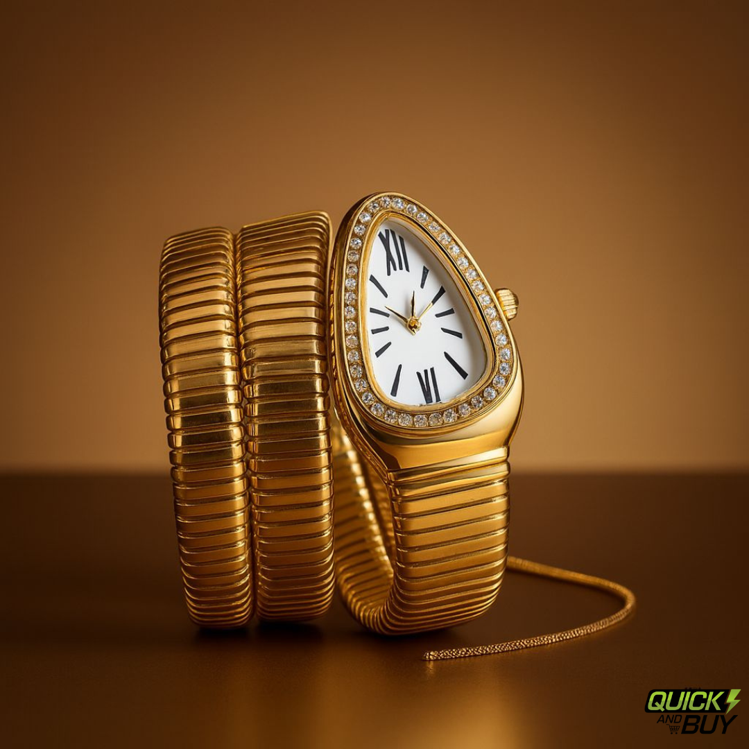 Luxury Snake Bracelet Watch for Women Gold Elegant Dial
