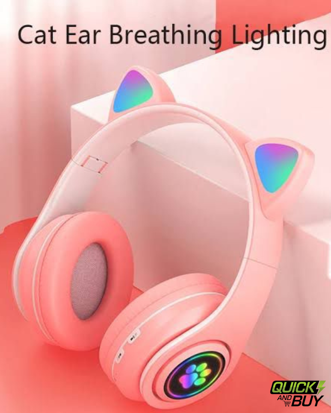 STN-28 Wireless Cat Ear Headphones – LED Light Up, Soft Cushions, Kids & Teens