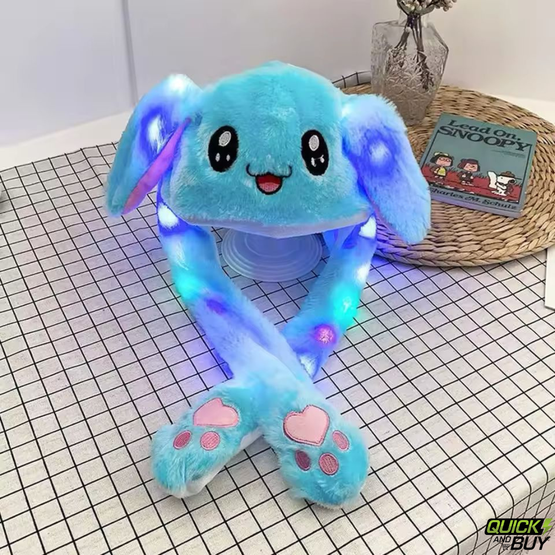 LED Light Up Plush Bunny Hat Moving Ears Cute Cap for Kids & Girls