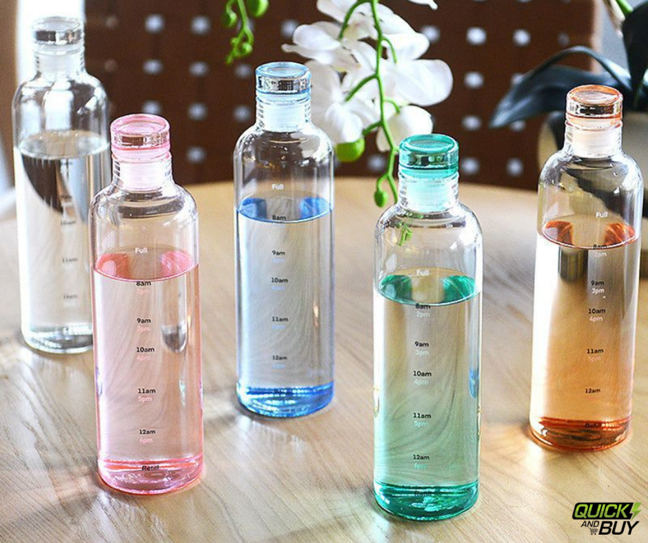 Motivational Water Bottle with Time Markers (BPA Free)