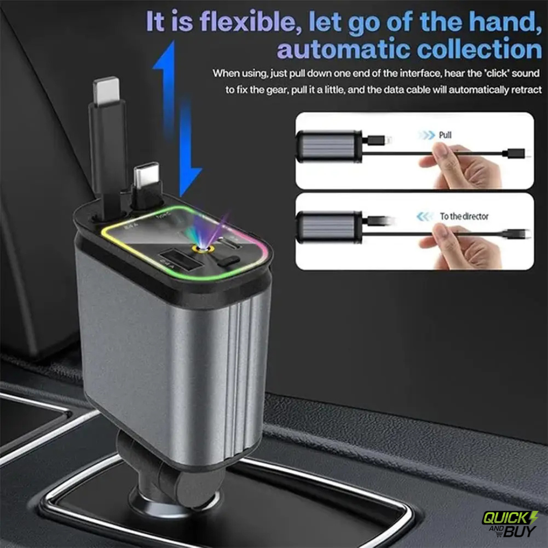4-in-1 Retractable Fast Car Charger