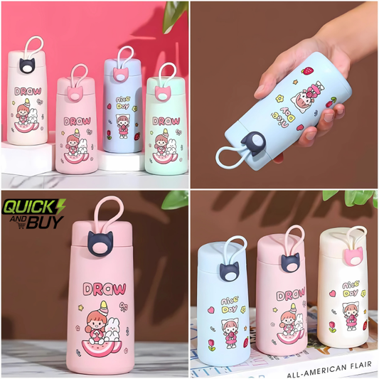 300ML Cute Glass Water Bottle with Silicone Sleeve – Leakproof & Travel-Friendly