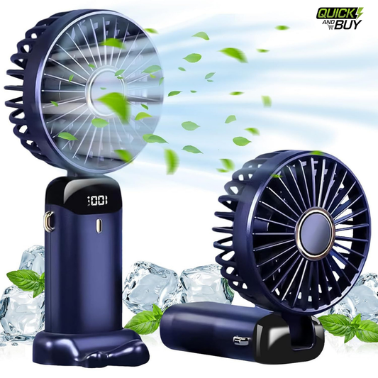 Rechargeable Digital Neck Hanging Foldable Fan – 5 Speed Portable Cooling