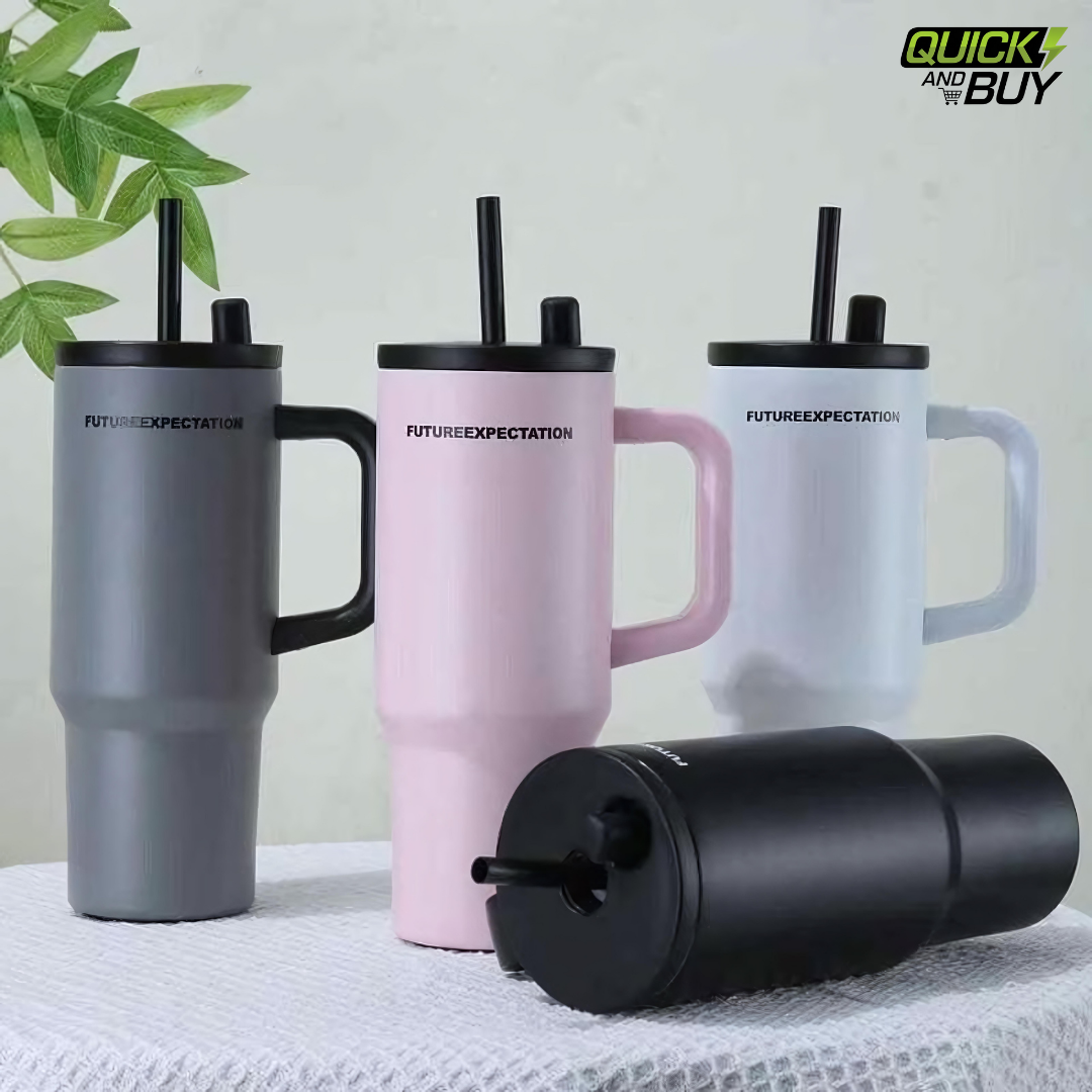 710ml Vacuum-Insulated Travel Tumbler – Handle & Straw Lid | Stanley Quencher Style