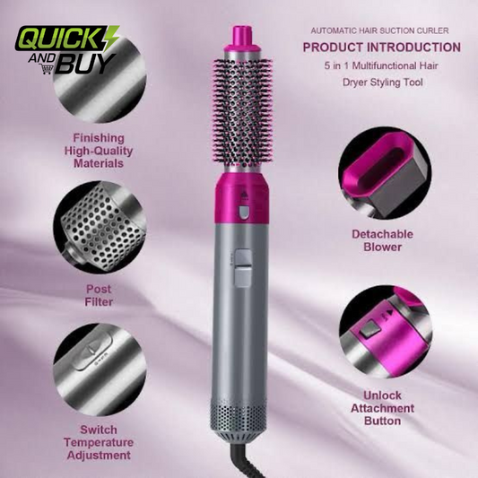 5in1 Electric Hot Air Brush Straightener and Dryer