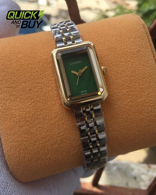 Elegant Chanel Style Women's Watch – Dual Tone Chain & Butterfly Lock