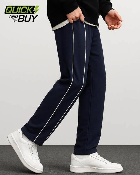 Side Stripe Baggy Trousers – Cotton Terry