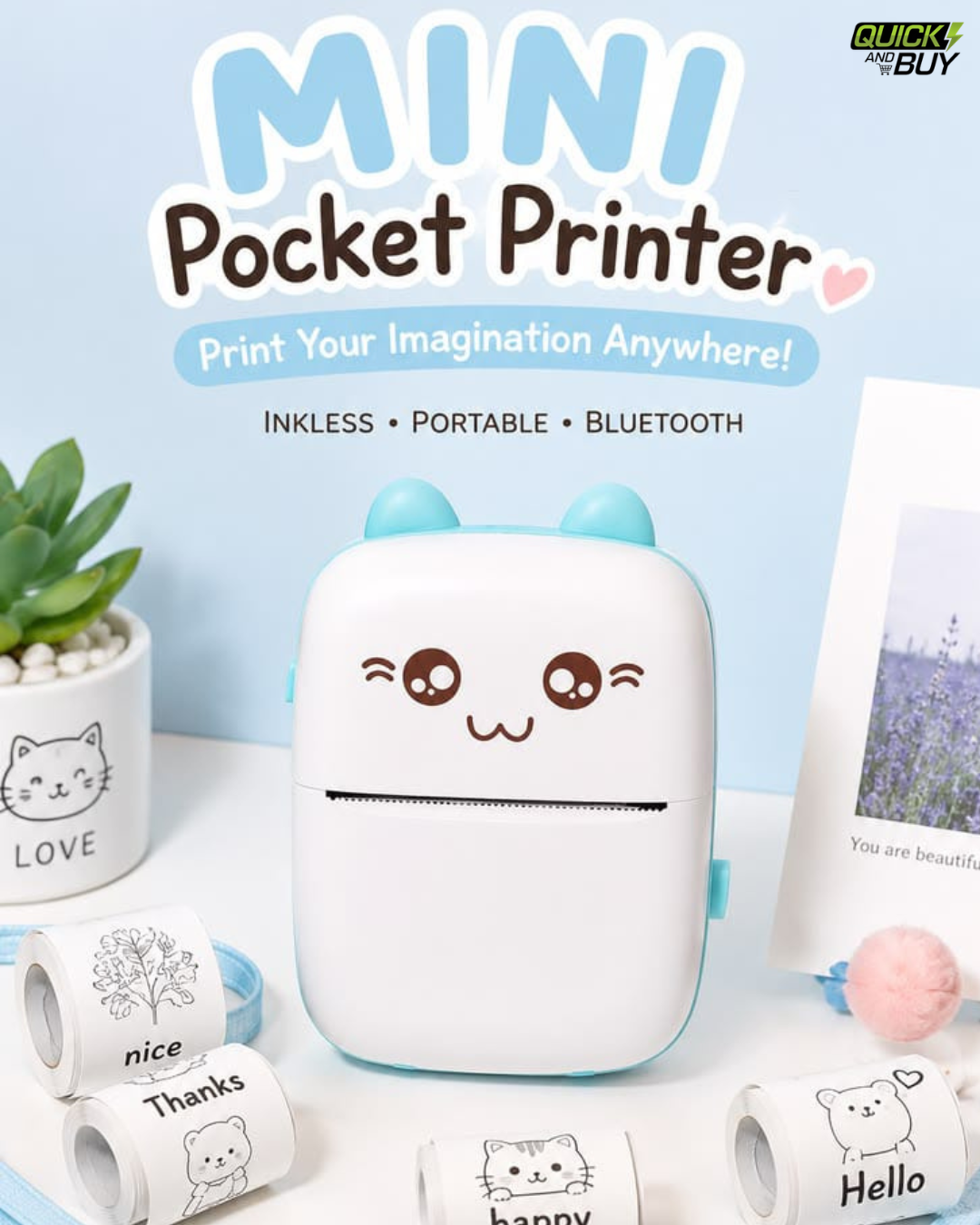 Mini Portable Bluetooth Inkless Pocket Printer