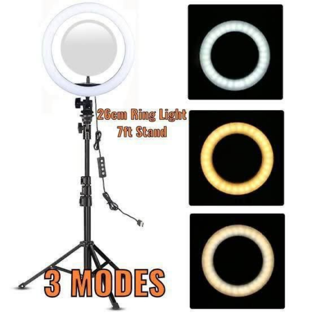 HX-260 Ring Light – 3 Light Modes with 7 Ft Adjustable Stand | High Quality