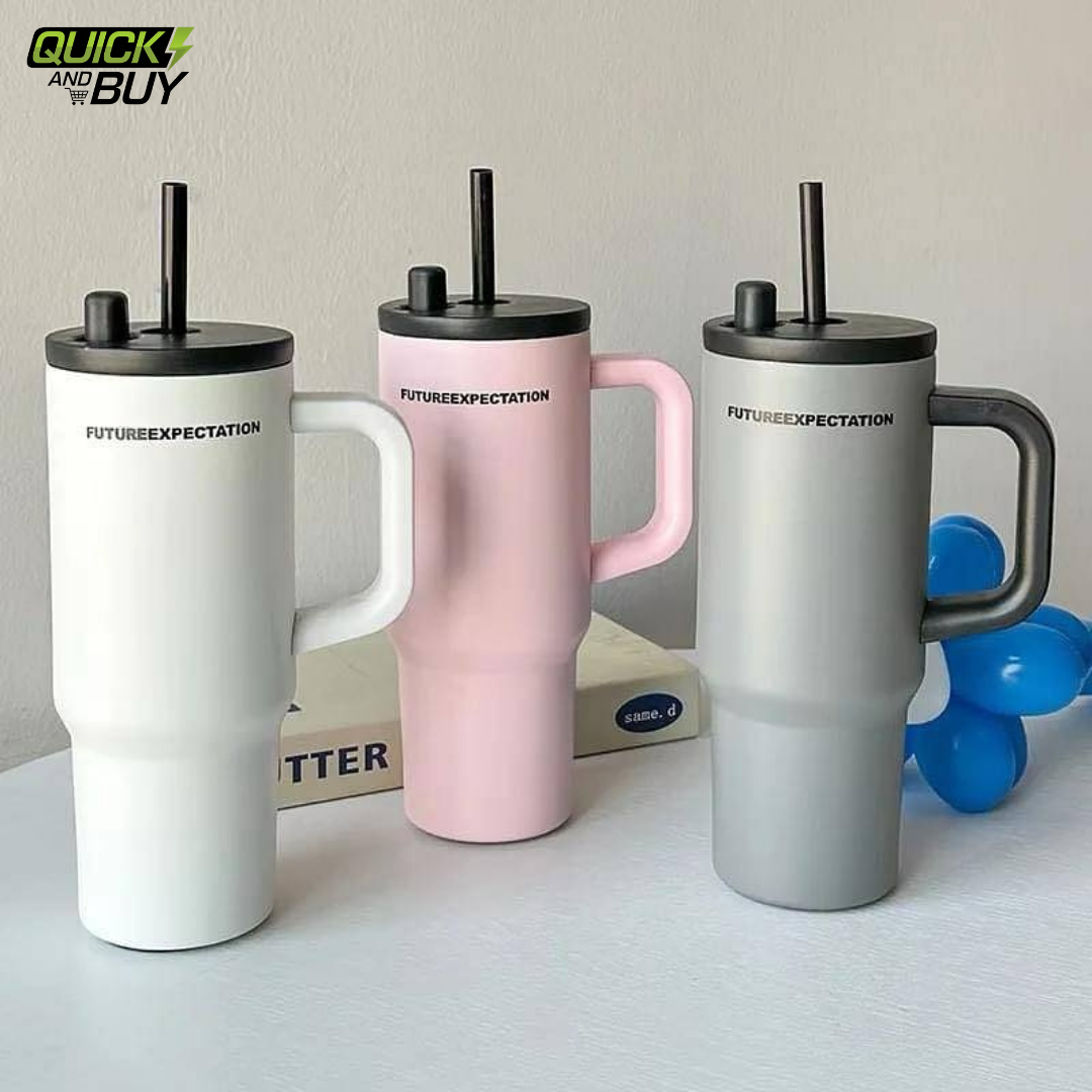 710ml Vacuum-Insulated Travel Tumbler – Handle & Straw Lid | Stanley Quencher Style