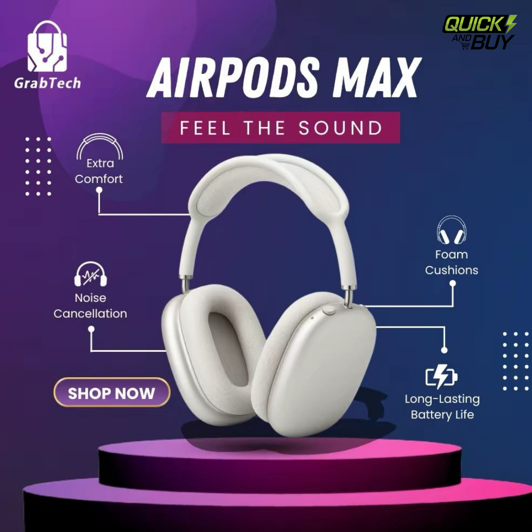 AirPods Max Platinum Copy – Same as Original with Carry Case & Charging Cable