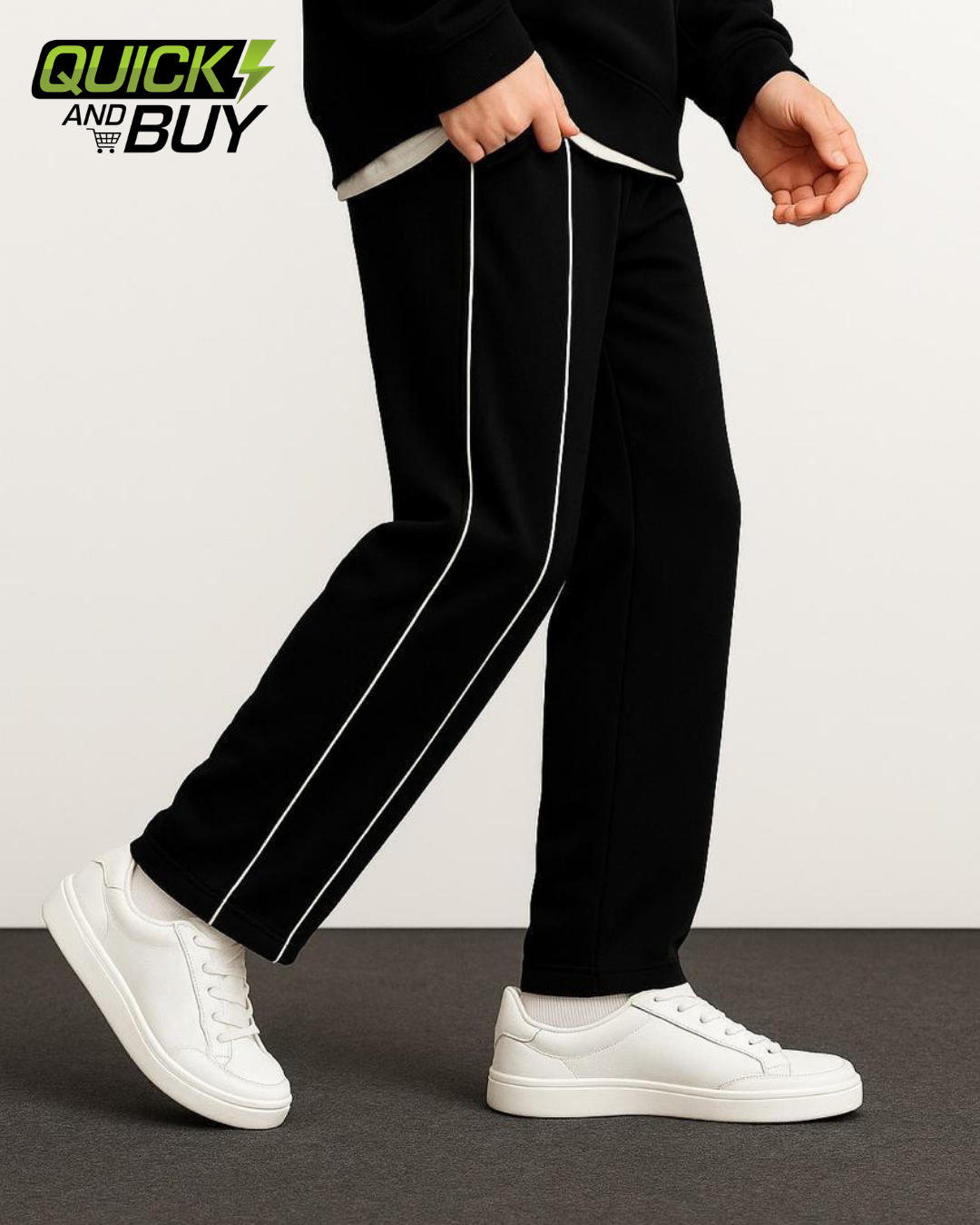 Side Stripe Baggy Trousers – Cotton Terry