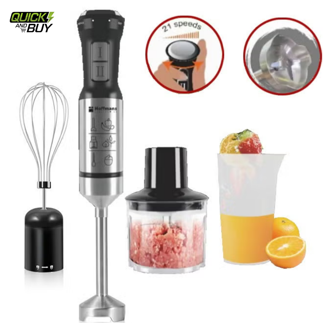4-in-1 Stainless Steel Hand Blender Set with Chopper, Beater & Mini Jug