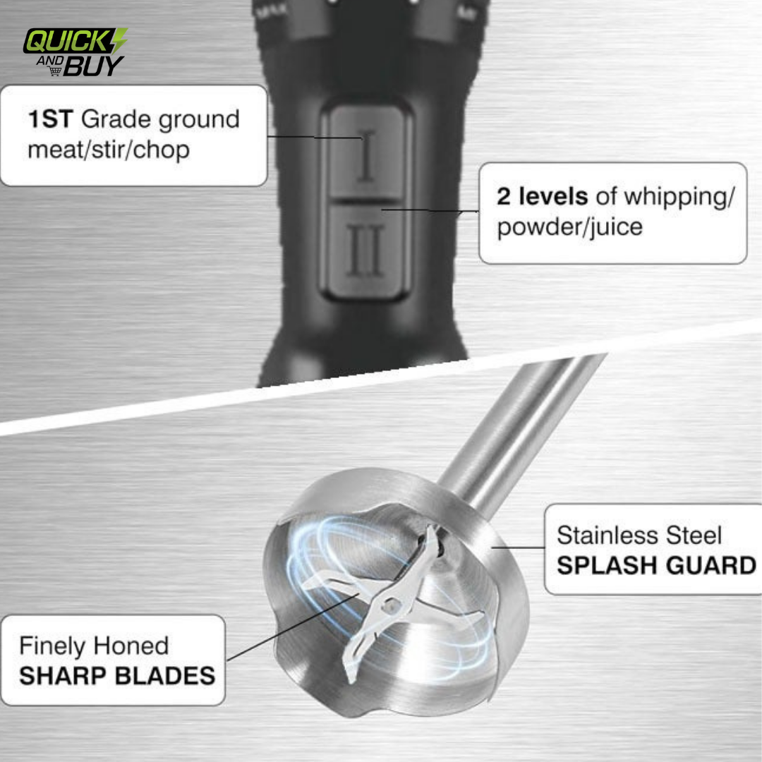 4-in-1 Stainless Steel Hand Blender Set with Chopper, Beater & Mini Jug
