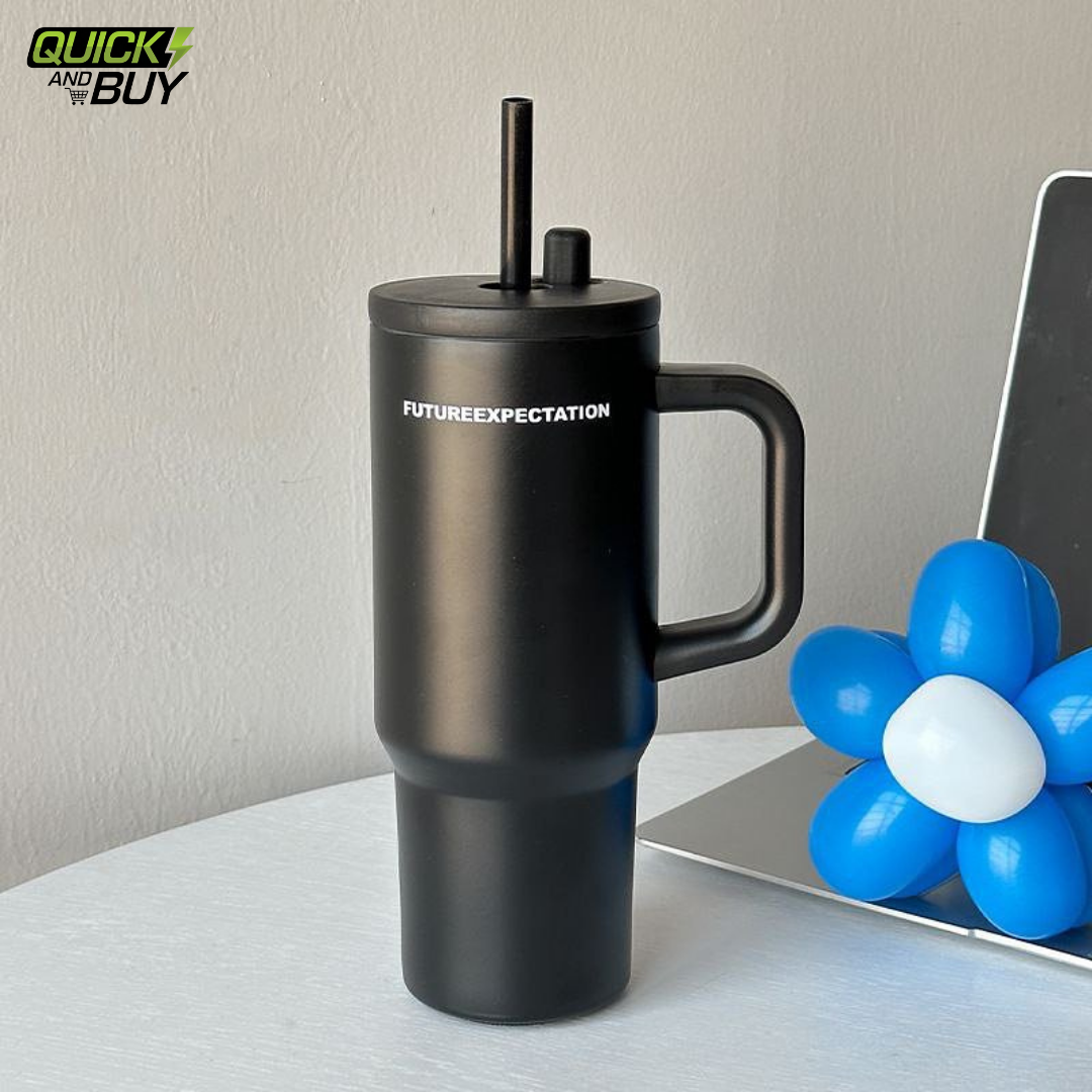 710ml Vacuum-Insulated Travel Tumbler – Handle & Straw Lid | Stanley Quencher Style