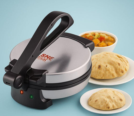 Make Fluffy and Round Roti every time !
Heavy Duty Stainless steel Body DISNIE Roti Maker non stick surface .
