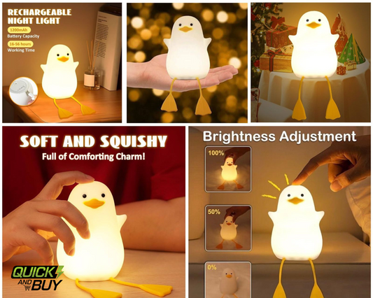 Cute Duck Soft and Squishy Touch Rechargeable Night Lamp