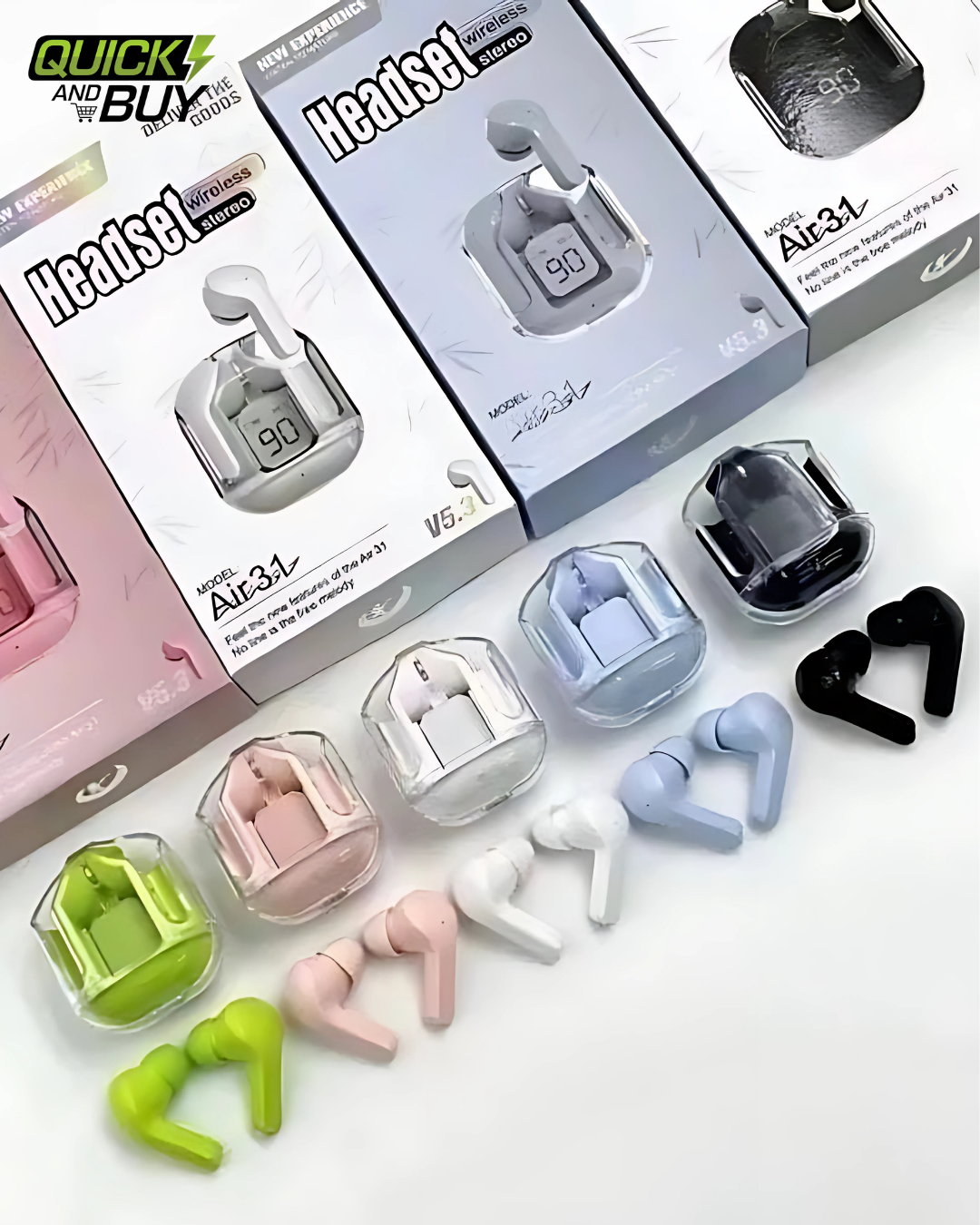 Air 31 Transparent Digital Earbuds with Box Packing