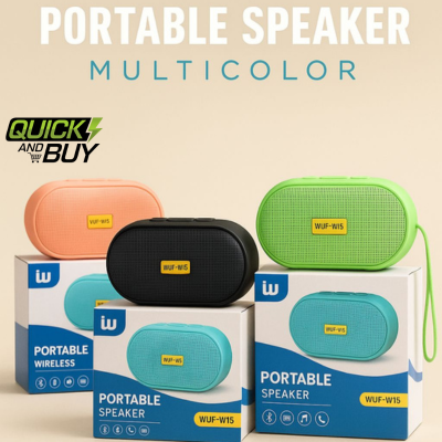 Wuf-W15 Portable Speaker High Quality Bass Sound With Cable (Box Pack) (Random Colours)
