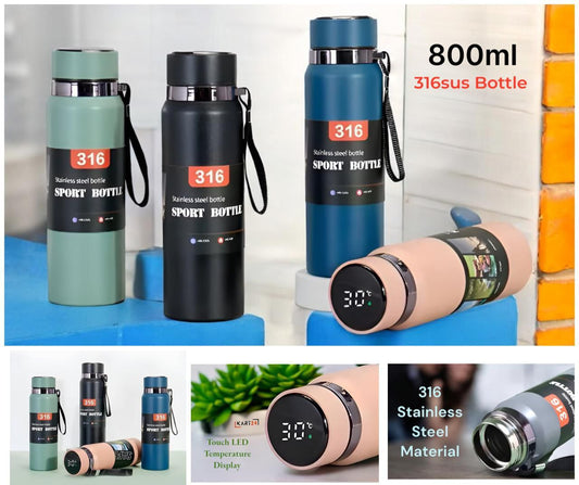 New 800ml LED Display Temperature 316sus HotnCold Stainless Steel Water Bottle 