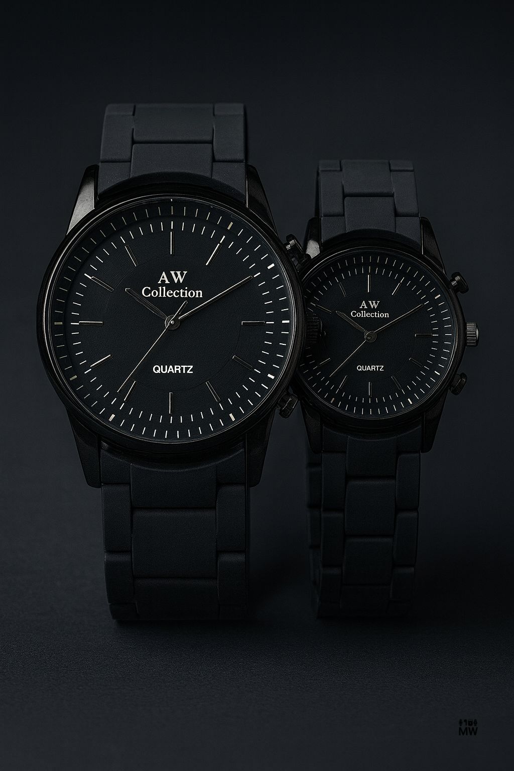 Couple Watches with Modern Rubber Chain Design