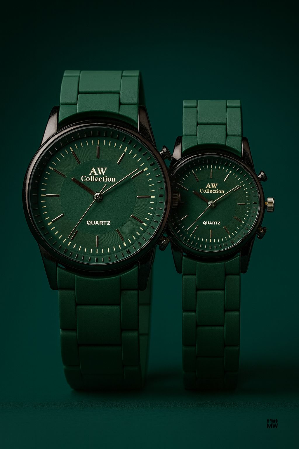Couple Watches with Modern Rubber Chain Design